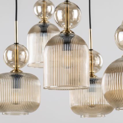 Hänglampa på vajer SOPHIA 8xE14/10W/230V svart/rökbeige