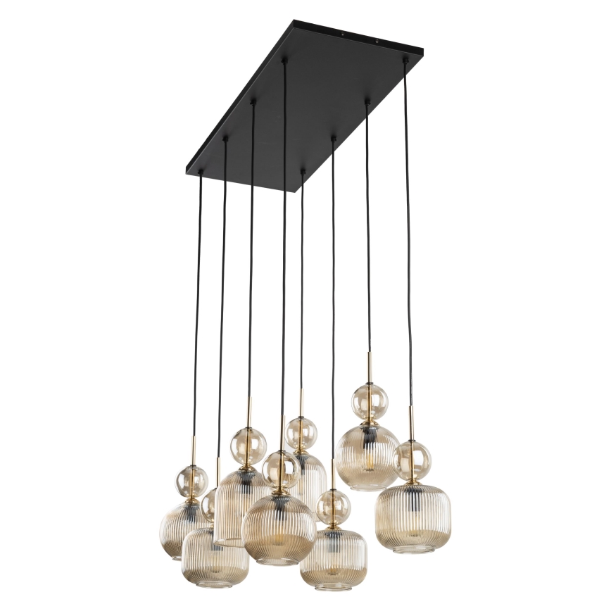 Hänglampa på vajer SOPHIA 8xE14/10W/230V svart/rökbeige