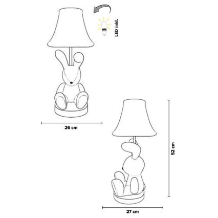 Happy Lamps - LED bordslampa för barn BENNY LED/5,4W/230V kanin