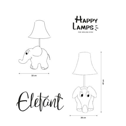 Happy Lamps - LED bordslampa för barn ELEFANT LED/5,4W/230V elefant