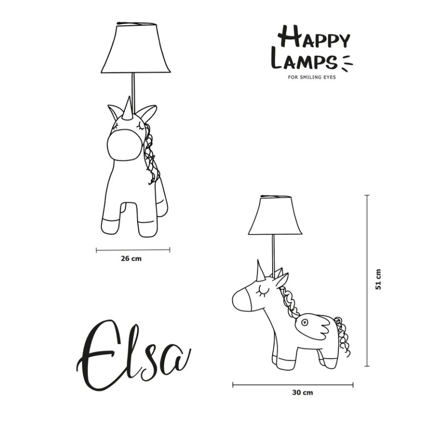 Happy Lamps - LED bordslampa för barn ELSA LED/5,4W/230V enhörning