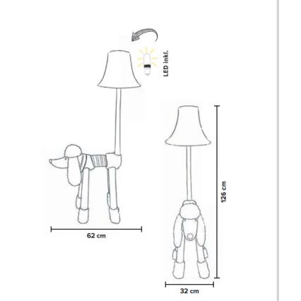 Happy Lamps - LED Golvlampa för barn BELLO LED/5,4W/230V pudel