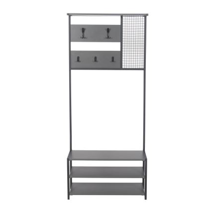 Hatthylla med bänk NOMAD 182x78 cm svart/antracit