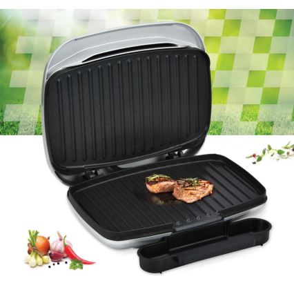 Heinner HEG-F1000SL - Kontaktgrill 1000W/230V mattkrom/svart