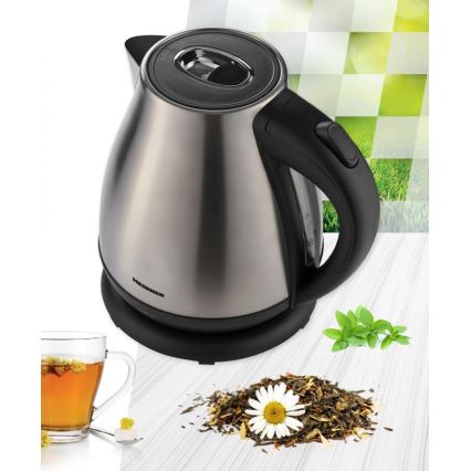 Heinner HEK-17IX - Elektrisk vattenkokare 1,7 l 2200 W/230 V matt krom/svart