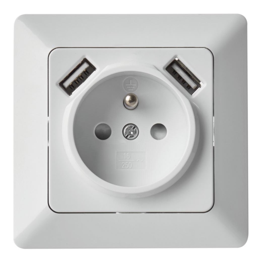 Hem Uttag med USB FRENCH 250V/16A