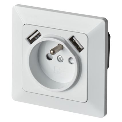 Hem Uttag med USB FRENCH 250V/16A