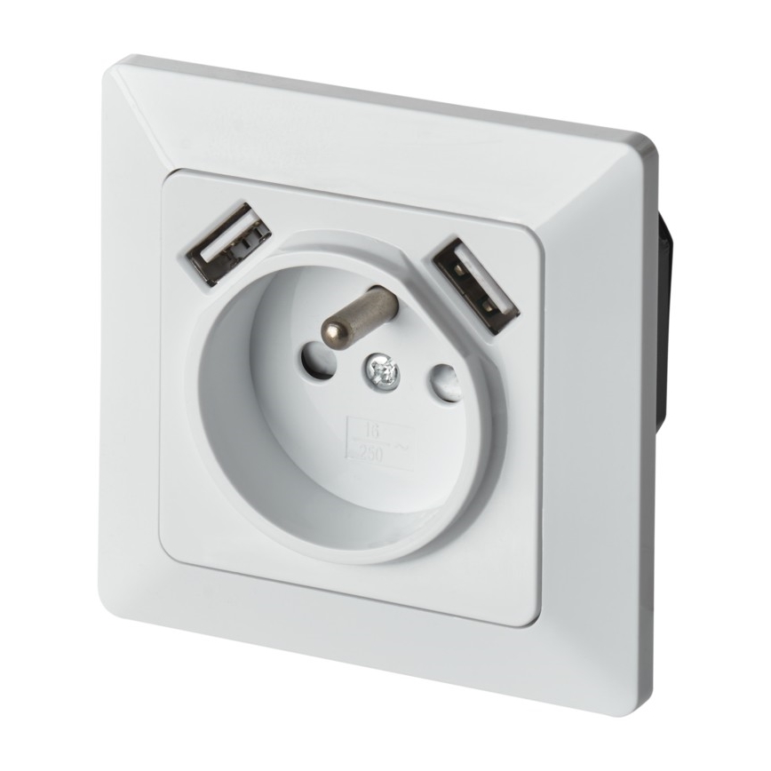 Hem Uttag med USB FRENCH 250V/16A