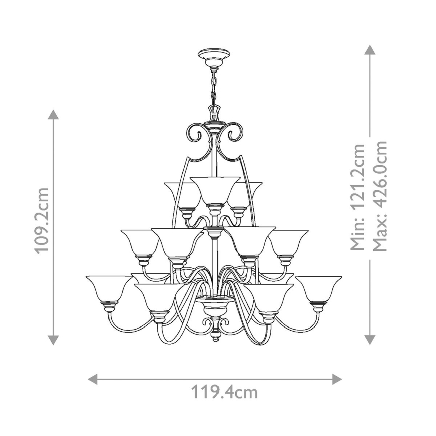 Hinkley - Ljuskrona på kedja CELLO 15xE27/60W/230V