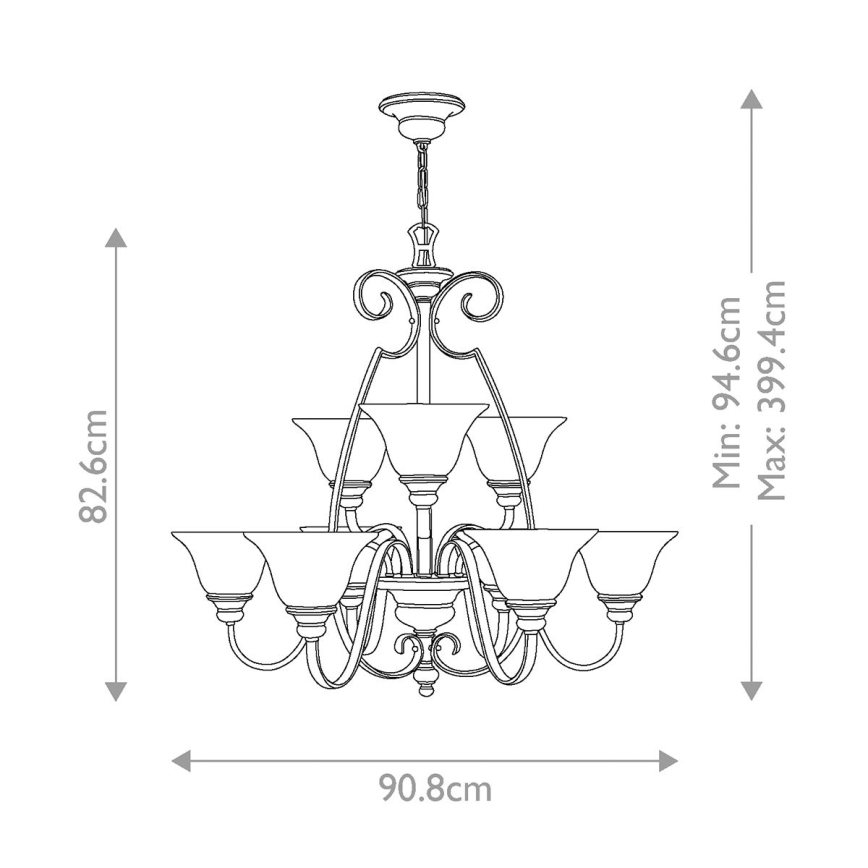 Hinkley - Ljuskrona på kedja CELLO 9xE27/60W/230V