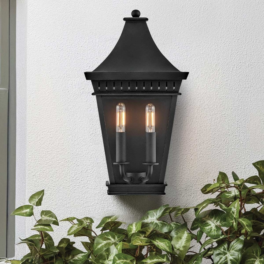 Hinkley - Vägglampa för utomhusbruk CHAPEL HILL 2xE14/40W/230V IP44 svart