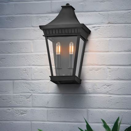Hinkley - Vägglampa för utomhusbruk CHAPEL HILL 2xE14/40W/230V IP44 svart