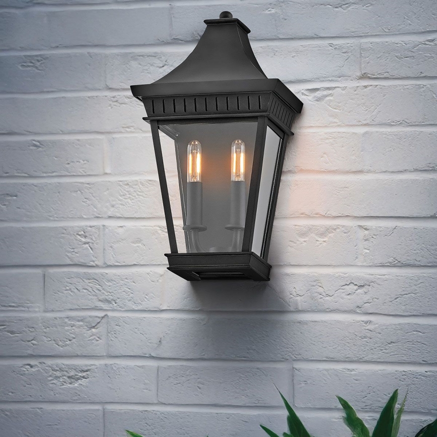 Hinkley - Vägglampa för utomhusbruk CHAPEL HILL 2xE14/40W/230V IP44 svart