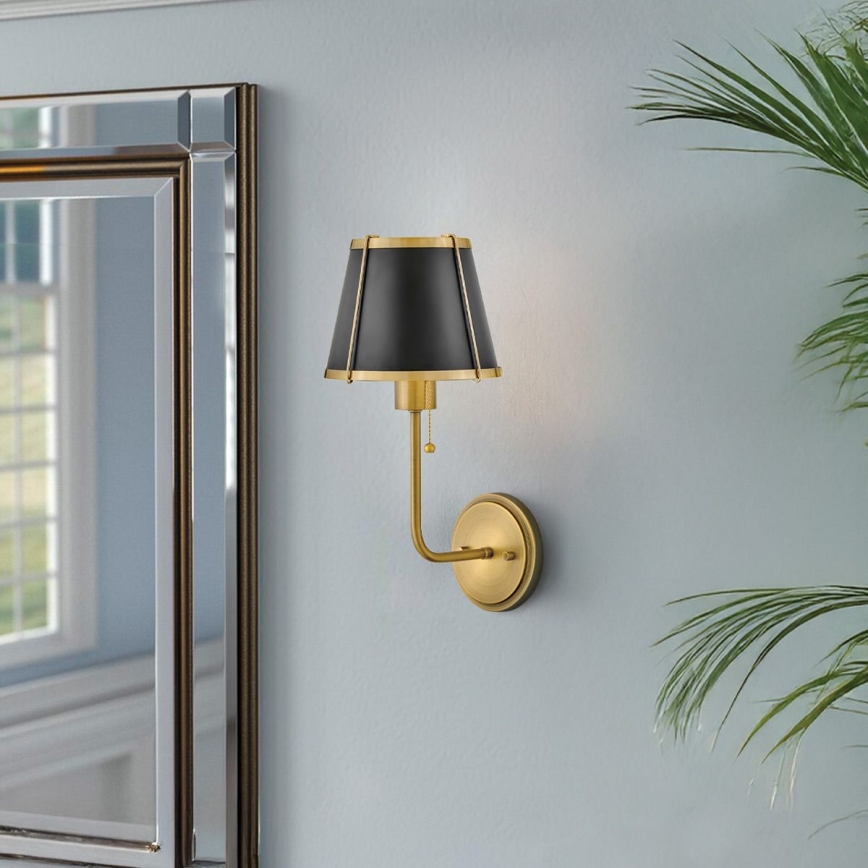 Hinkley - Vägglampa CLARKE 1xE27/40W/230V mässing/svart