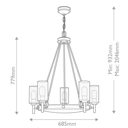 Hinkley - Ljuskrona med kedja COLLIER 5xE27/40W/230V Ø 68,5 cm svart