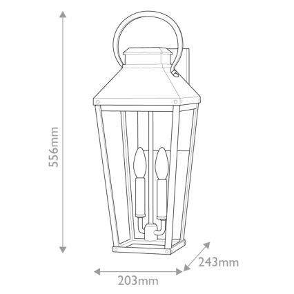 Hinkley - Vägglampa för utomhusbruk DAWSON 2xE14/40W/230V IP44 svart