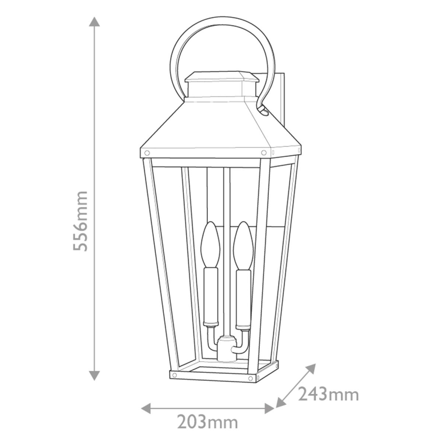 Hinkley - Vägglampa för utomhusbruk DAWSON 2xE14/40W/230V IP44 svart