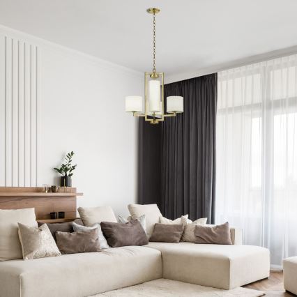 Hinkley - Ljuskrona med kedja HAMPTON 4xE27/60W/230V, guldfärgad