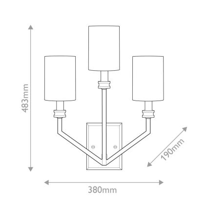 Hinkley - Vägglampa MOORE 3xE14/40W/230V guld