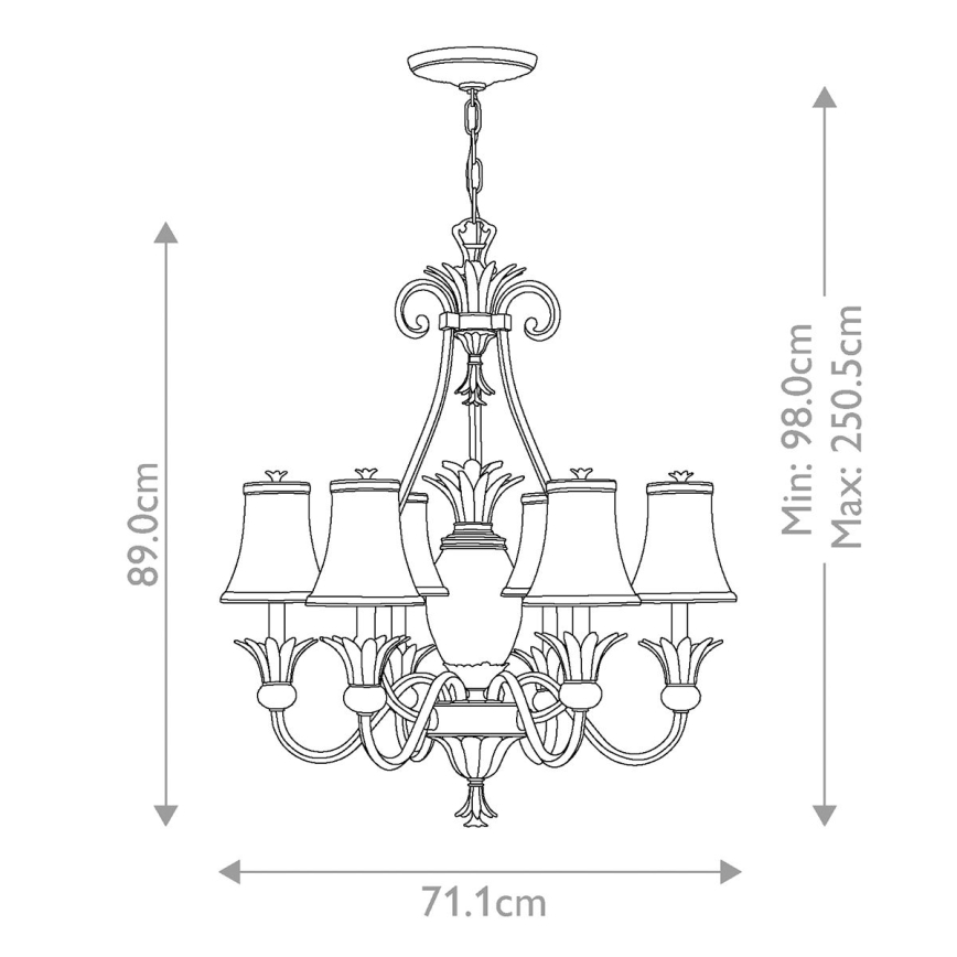 Hinkley - Ljuskrona på kedja PLANTATION 7xE14/40W/230V brons