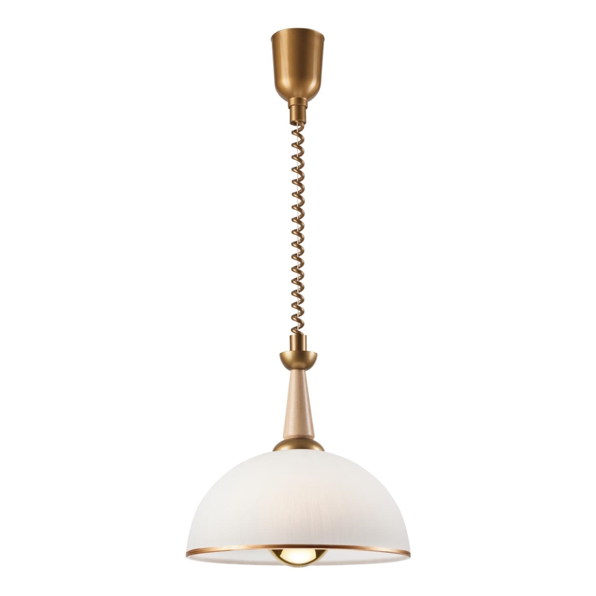 Höj- och sänkbar ljuskrona CHIARA 1xE27/60W/230V beige/bok