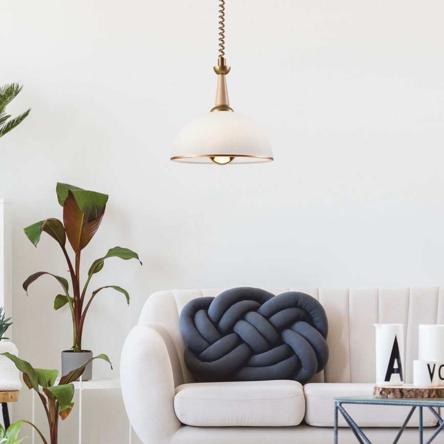 Höj- och sänkbar ljuskrona CHIARA 1xE27/60W/230V beige/bok