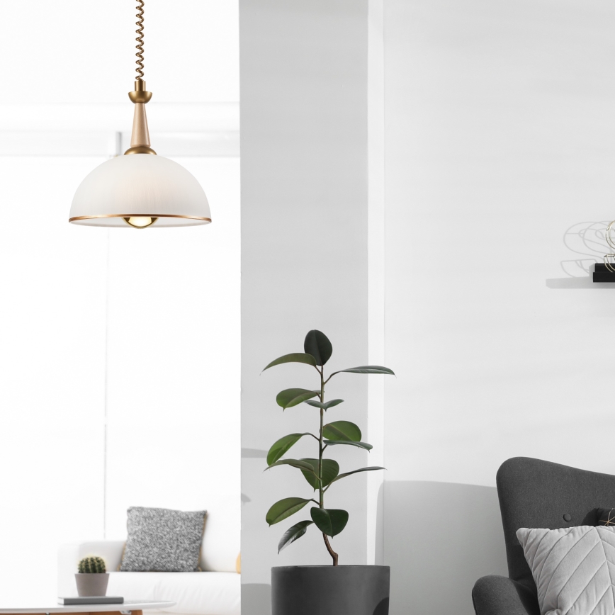 Höj- och sänkbar ljuskrona CHIARA 1xE27/60W/230V beige/bok