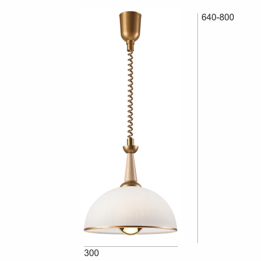 Höj- och sänkbar ljuskrona CHIARA 1xE27/60W/230V beige/bok