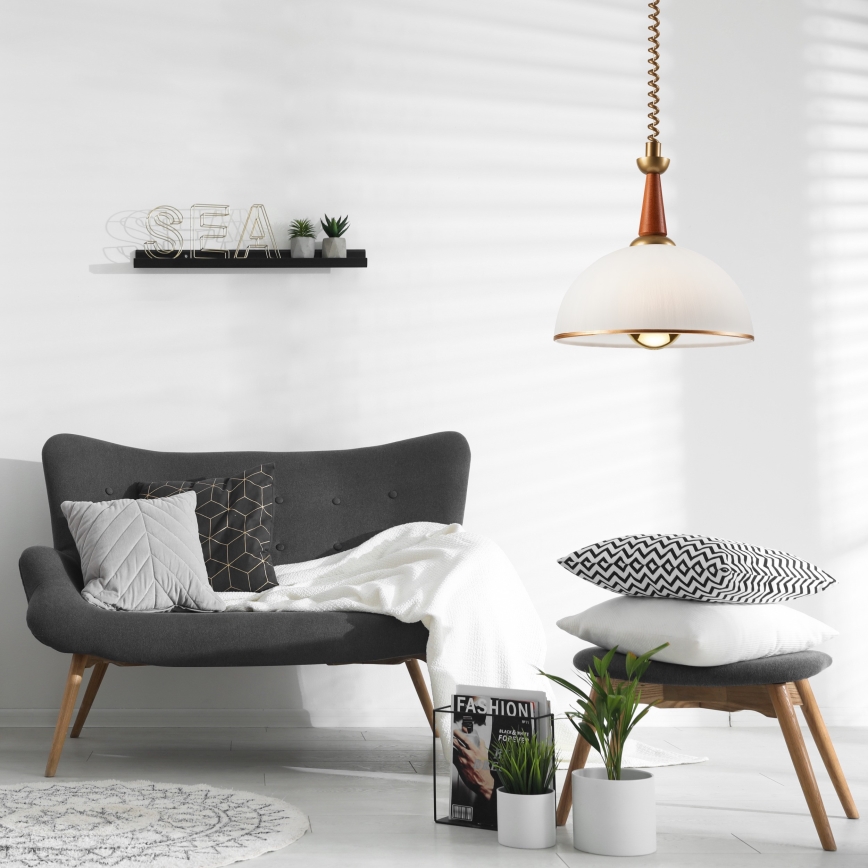 Höj- och sänkbar ljuskrona CHIARA 1xE27/60W/230V mörkbrun/bok