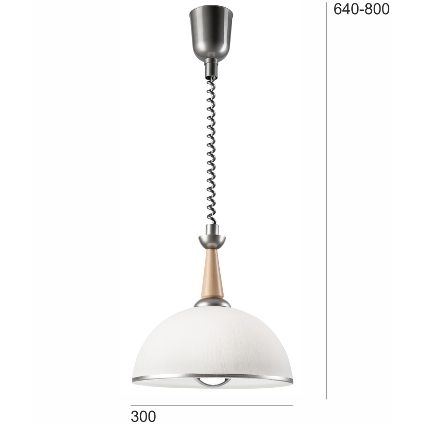 Höj- och sänkbar ljuskrona CHIARA 1xE27/60W/230V silver/beige/bok