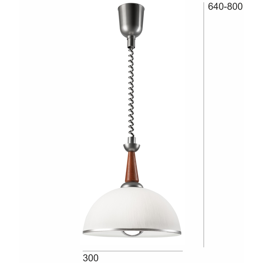 Höj- och sänkbar ljuskrona CHIARA 1xE27/60W/230V silver/brun/bok