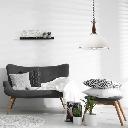 Höj- och sänkbar ljuskrona CHIARA 1xE27/60W/230V silver/mörkbrun/bok