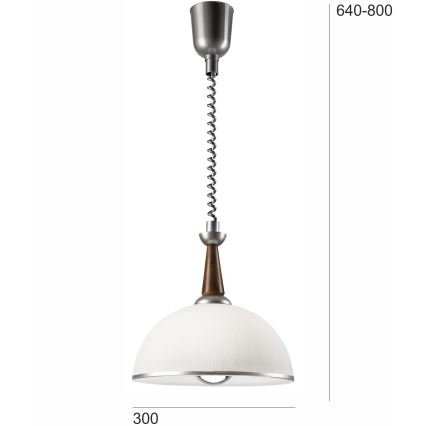 Höj- och sänkbar ljuskrona CHIARA 1xE27/60W/230V silver/mörkbrun/bok
