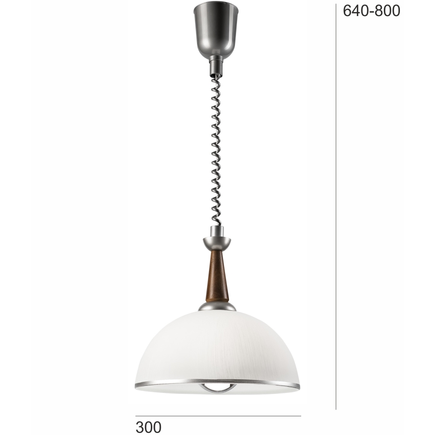Höj- och sänkbar ljuskrona CHIARA 1xE27/60W/230V silver/mörkbrun/bok