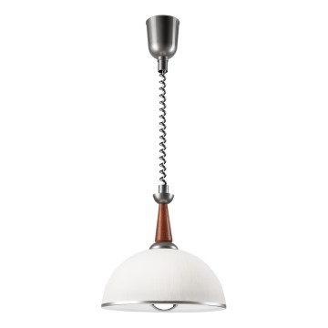 Höj- och sänkbar ljuskrona CHIARA 1xE27/60W/230V silver/brun/bok
