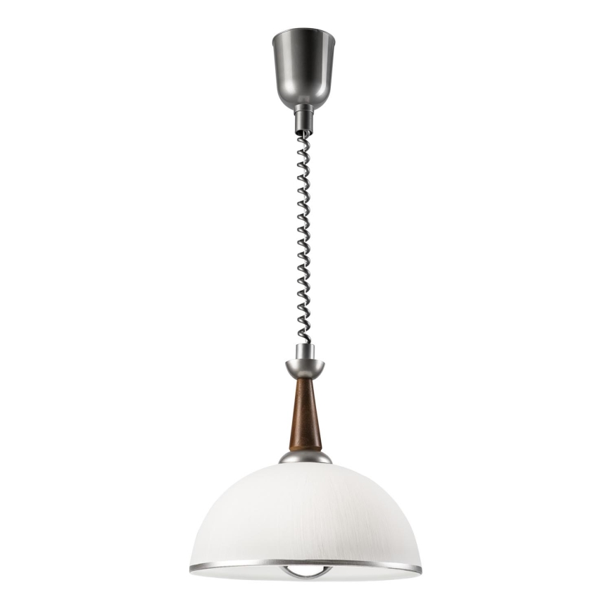 Höj- och sänkbar ljuskrona CHIARA 1xE27/60W/230V silver/mörkbrun/bok