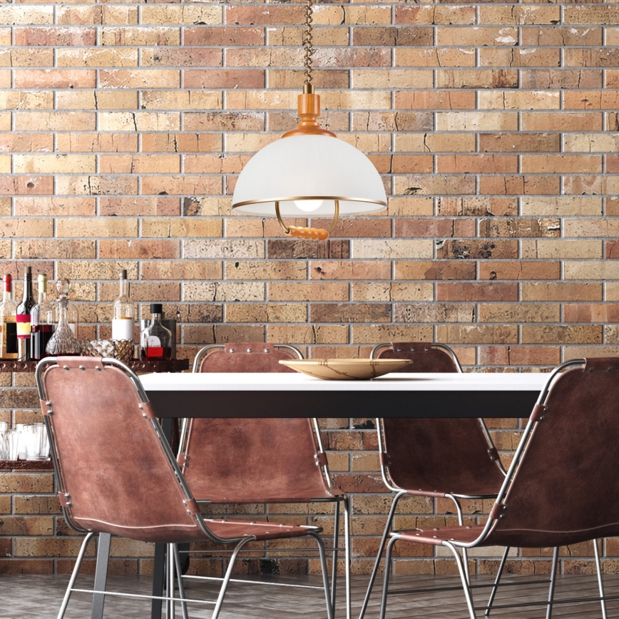 Höj- och sänkbar ljuskrona RAMONA 1xE27/60W/230V beige/brun/tall