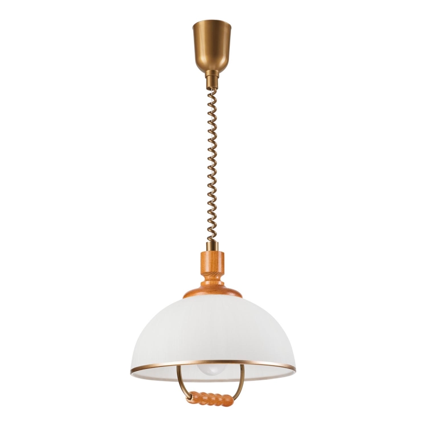 Höj- och sänkbar ljuskrona RAMONA 1xE27/60W/230V beige/brun/tall