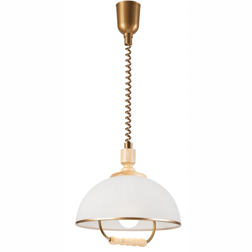 Höj- och sänkbar ljuskrona RAMONA 1xE27/60W/230V beige/ljusbrun/tall