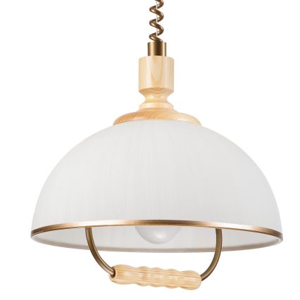 Höj- och sänkbar ljuskrona RAMONA 1xE27/60W/230V beige/ljusbrun/tall