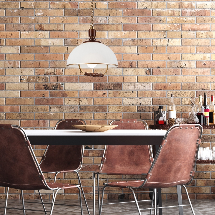 Höj- och sänkbar ljuskrona RAMONA 1xE27/60W/230V beige/mörkbrun/tall