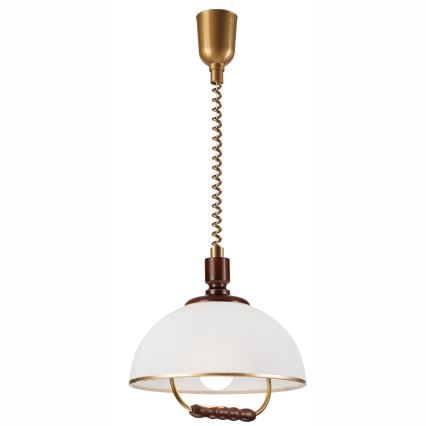 Höj- och sänkbar ljuskrona RAMONA 1xE27/60W/230V beige/mörkbrun/tall