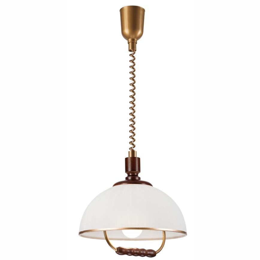 Höj- och sänkbar ljuskrona RAMONA 1xE27/60W/230V beige/mörkbrun/tall