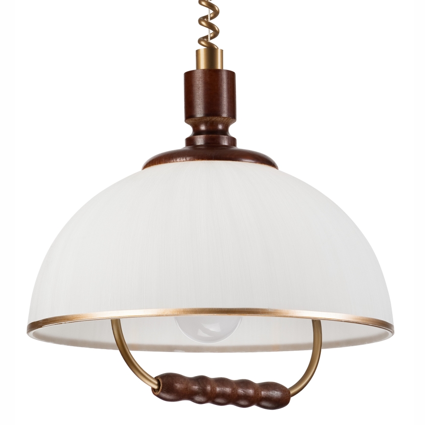 Höj- och sänkbar ljuskrona RAMONA 1xE27/60W/230V beige/mörkbrun/tall