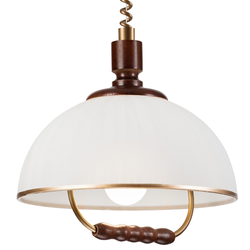 Höj- och sänkbar ljuskrona RAMONA 1xE27/60W/230V beige/mörkbrun/tall