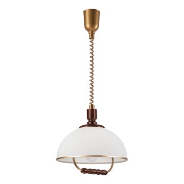 Höj- och sänkbar ljuskrona RAMONA 1xE27/60W/230V beige/mörkbrun/tall
