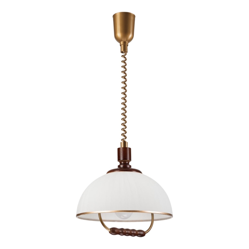 Höj- och sänkbar ljuskrona RAMONA 1xE27/60W/230V beige/mörkbrun/tall