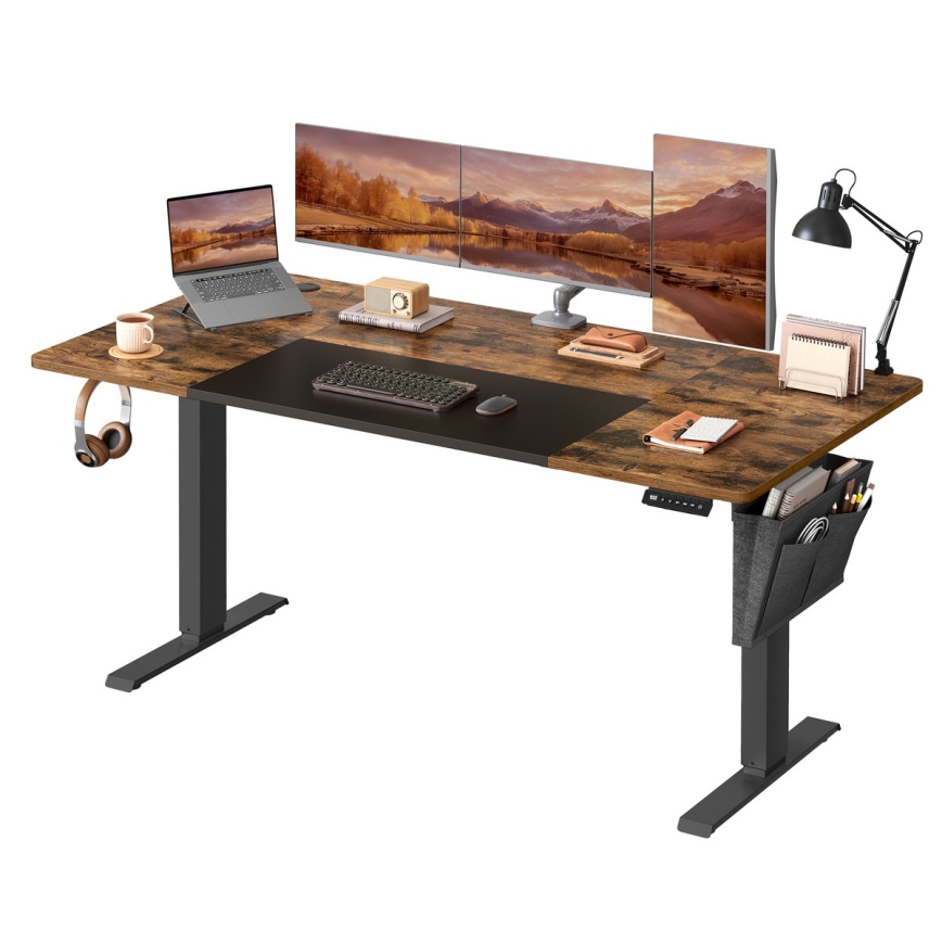 Höj- och sänkbart skrivbord SOLEA-X brun/svart