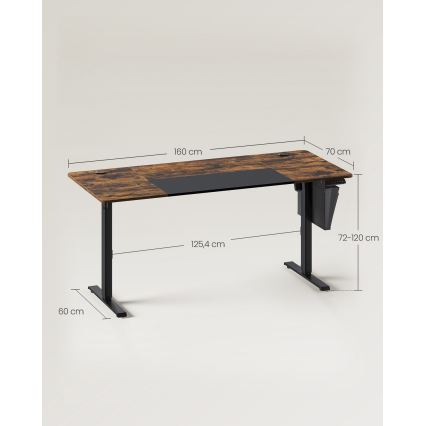 Höj- och sänkbart skrivbord SOLEA-X brun/svart