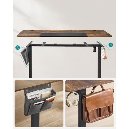 Höjdjusterbart skrivbord SOLEA-X brun/svart